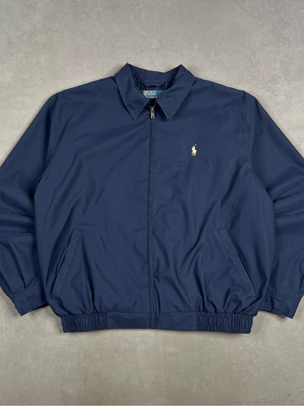 Ralph Lauren Harrington Navy Blue Polo Zip-Up Bomber Jacket
